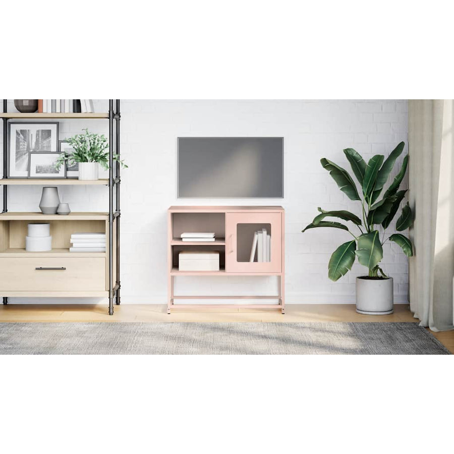Tv-meubel 68x39x60,5 cm staal roze