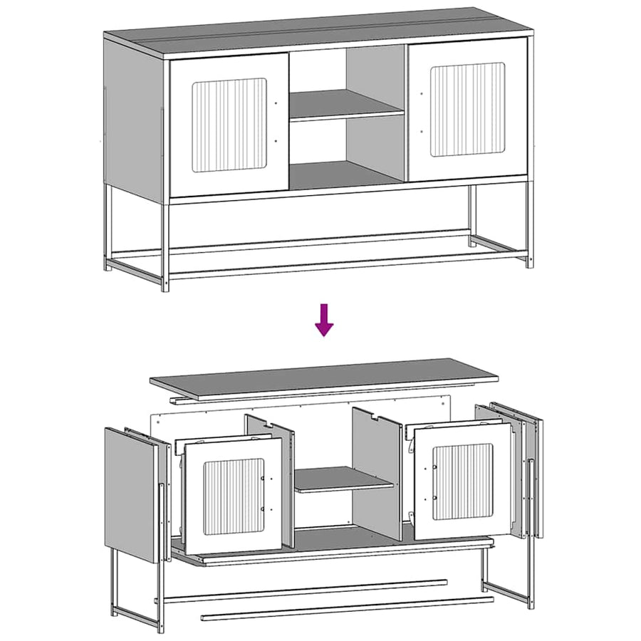 Tv-meubel 68x39x60,5 cm staal antracietkleurig