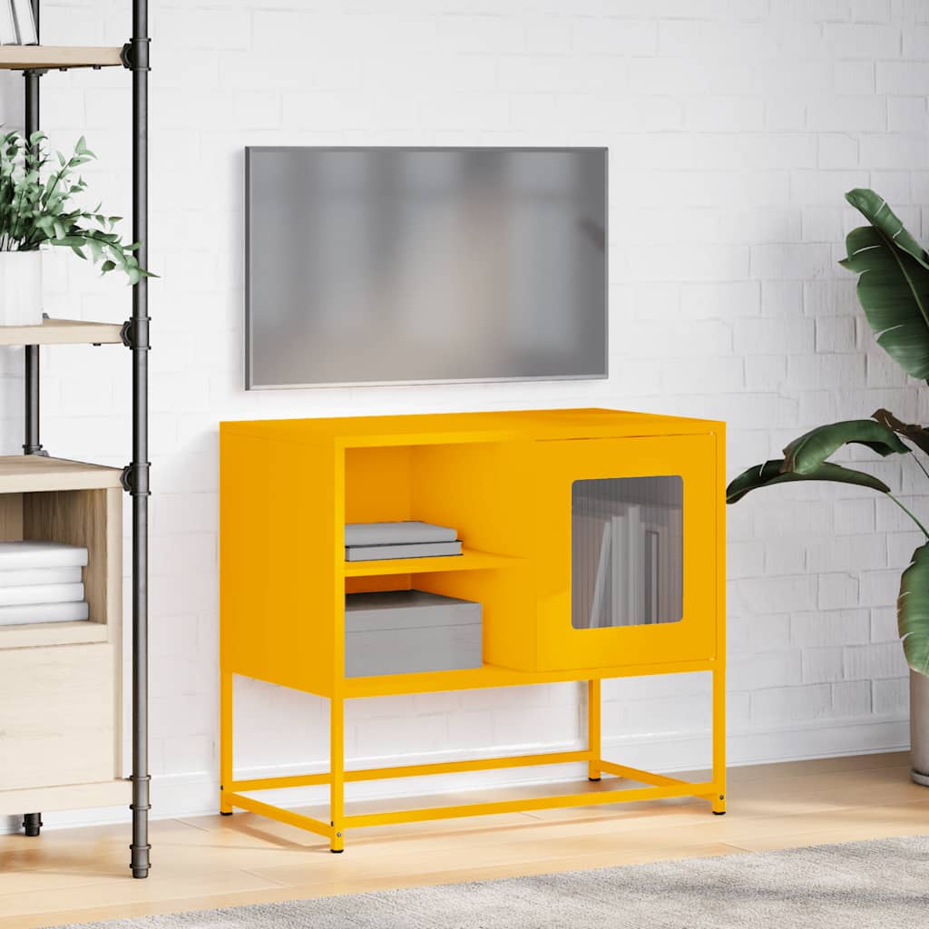 Tv-meubel 68x39x60,5 cm staal mosterdgeel