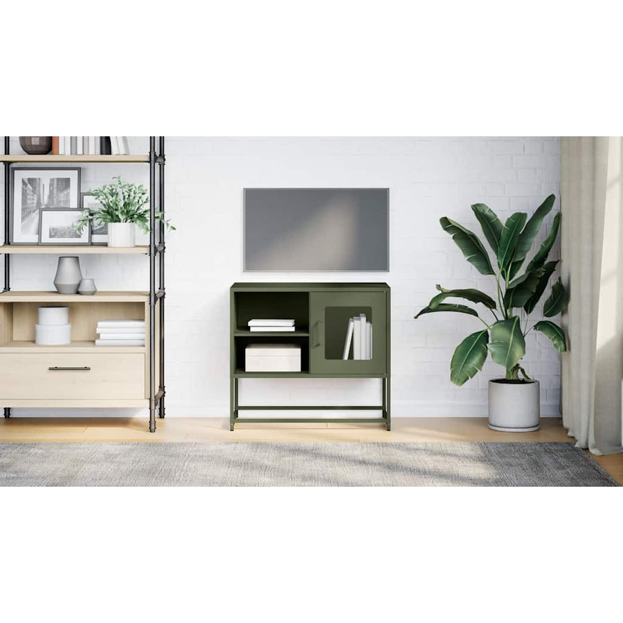 Tv-meubel 68x39x60,5 cm staal olijfgroen