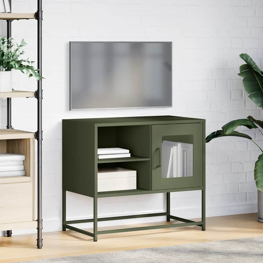 Tv-meubel 68x39x60,5 cm staal olijfgroen