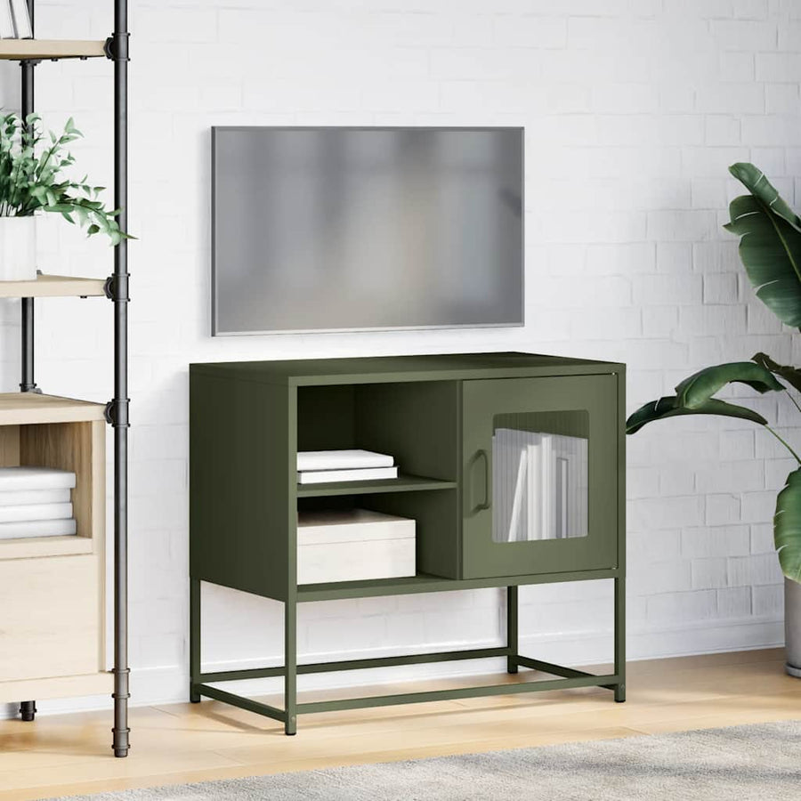 Tv-meubel 68x39x60,5 cm staal olijfgroen