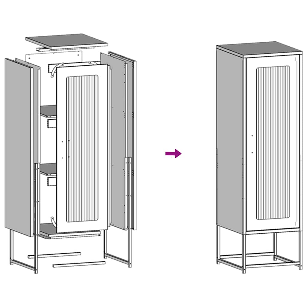 Hoge kast 36x39x123 cm koudgewalst staal zwart