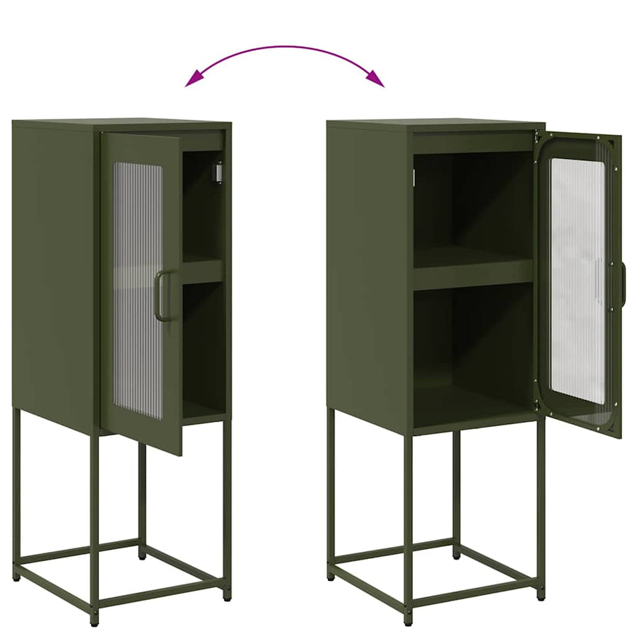 Dressoir 36x39x107 cm koudgewalst staal olijfgroen