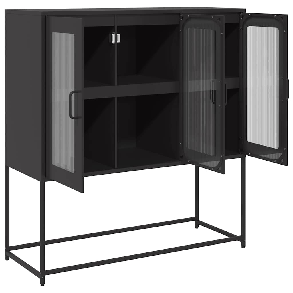 Dressoir 100,5x39x107 cm koudgewalst staal zwart