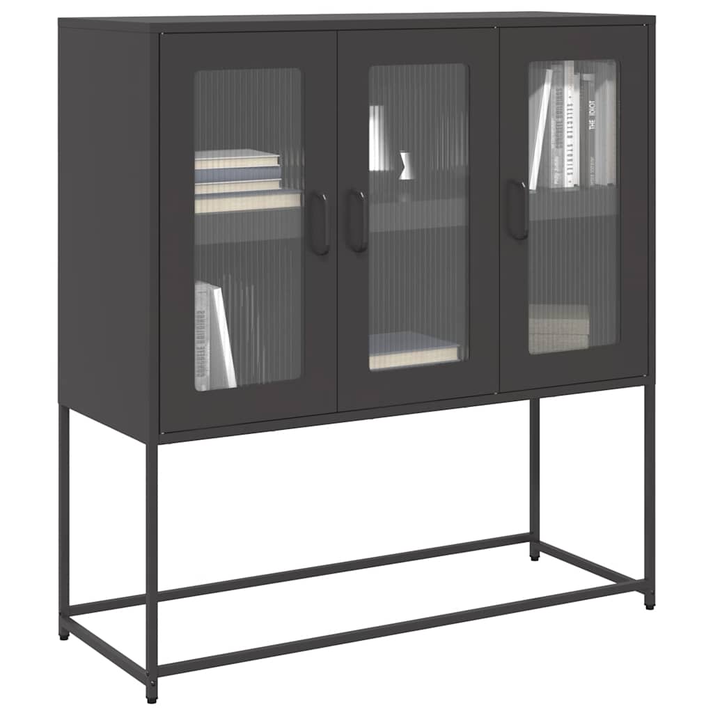 Dressoir 100,5x39x107 cm koudgewalst staal zwart