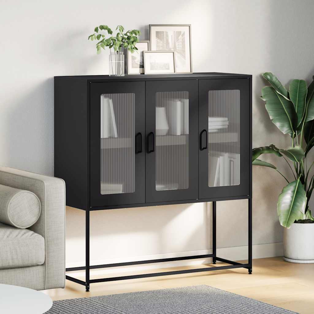 Dressoir 100,5x39x107 cm koudgewalst staal antracietkleurig