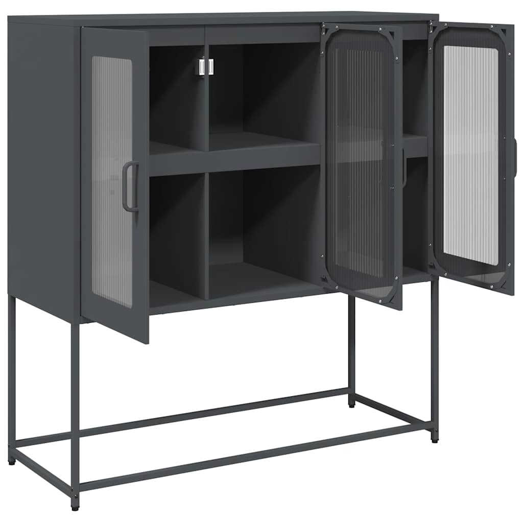Dressoir 100,5x39x107 cm koudgewalst staal antracietkleurig