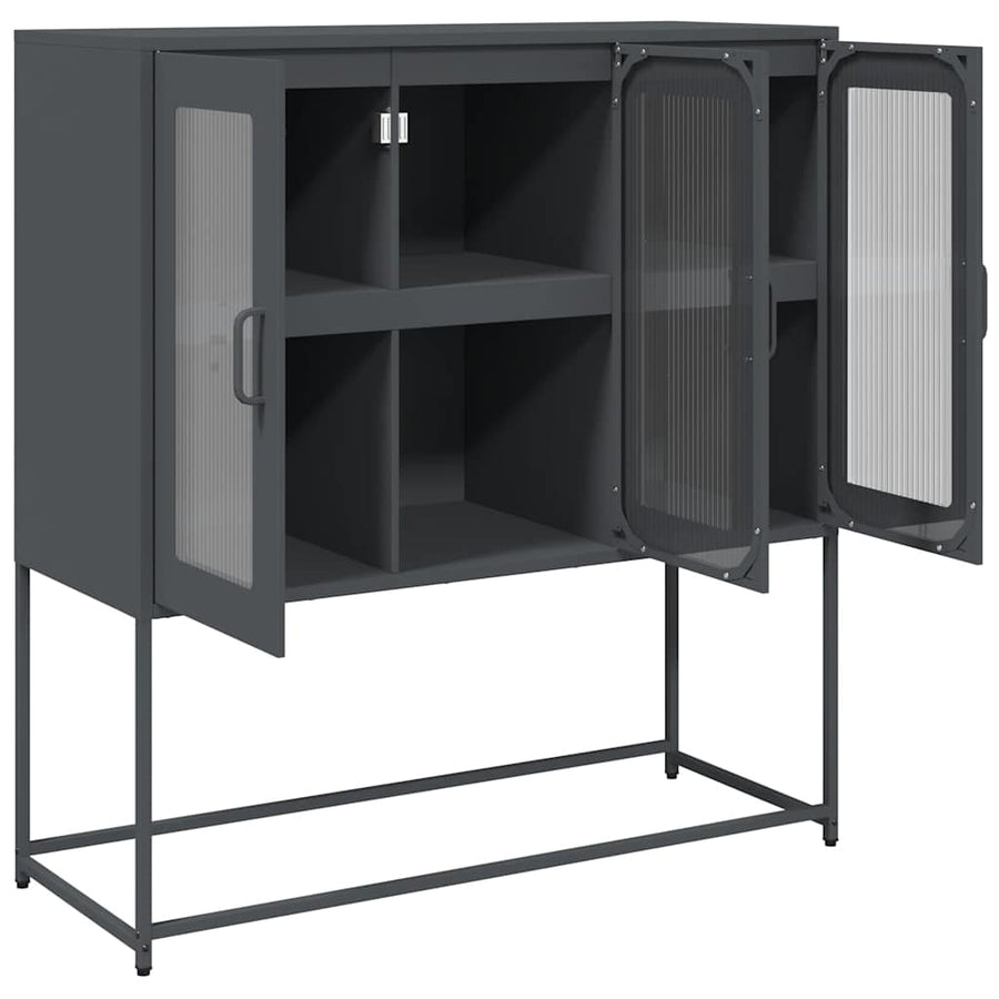 Dressoir 100,5x39x107 cm koudgewalst staal antracietkleurig