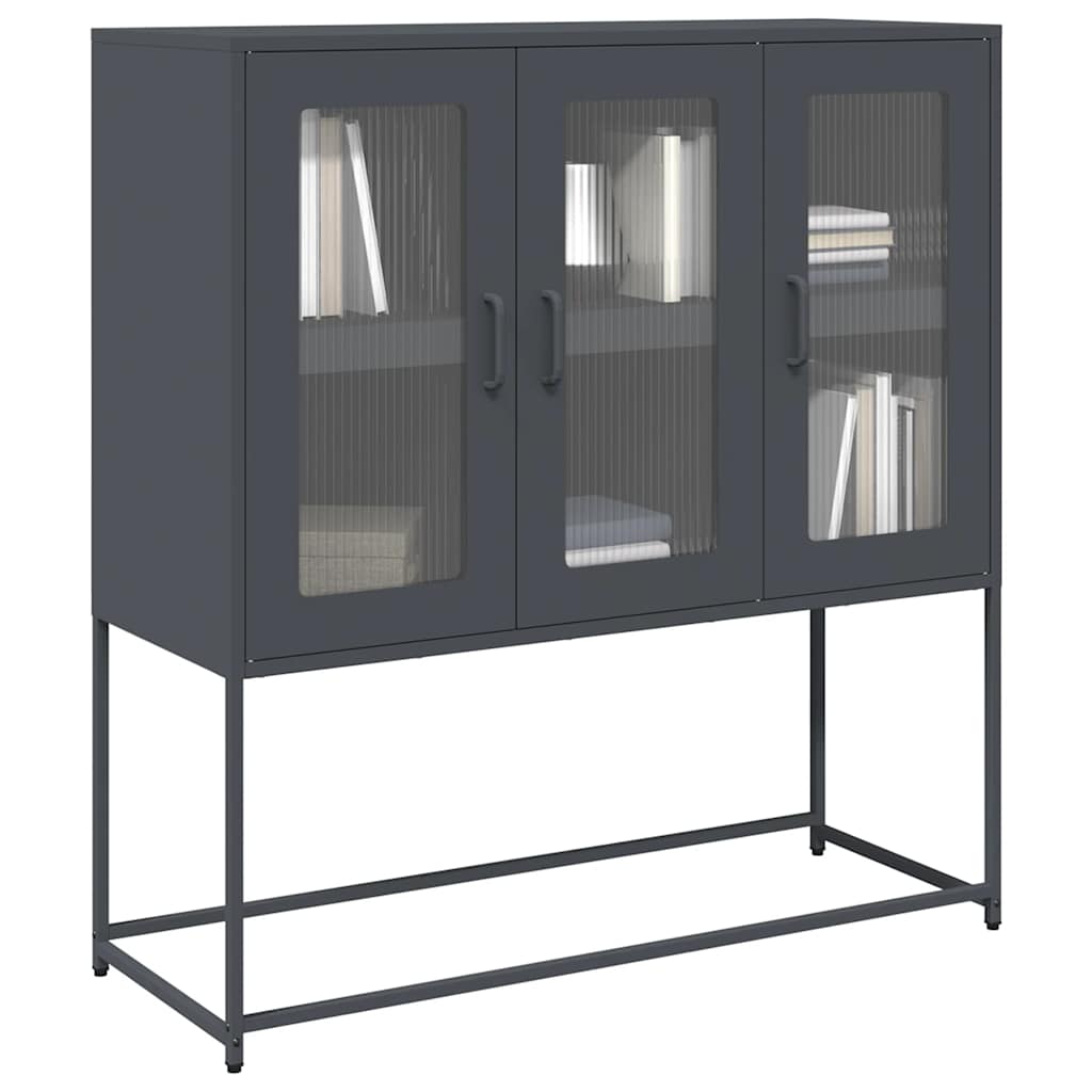 Dressoir 100,5x39x107 cm koudgewalst staal antracietkleurig