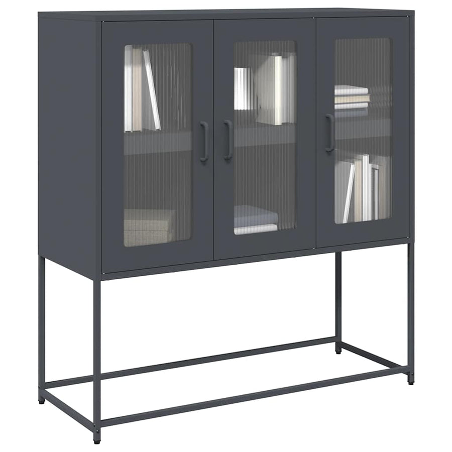 Dressoir 100,5x39x107 cm koudgewalst staal antracietkleurig
