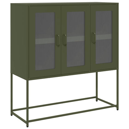 Dressoir 100,5x39x107 cm koudgewalst staal olijfgroen
