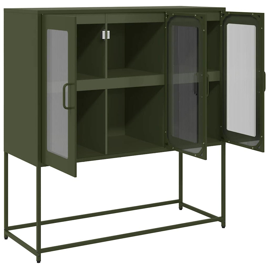 Dressoir 100,5x39x107 cm koudgewalst staal olijfgroen