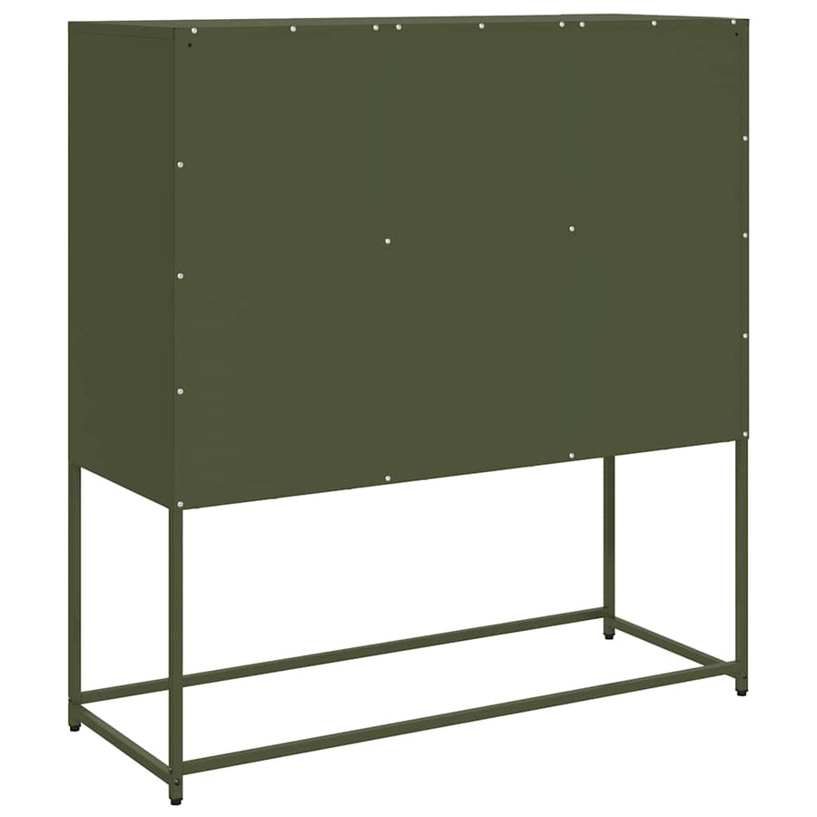 Dressoir 100,5x39x107 cm koudgewalst staal olijfgroen