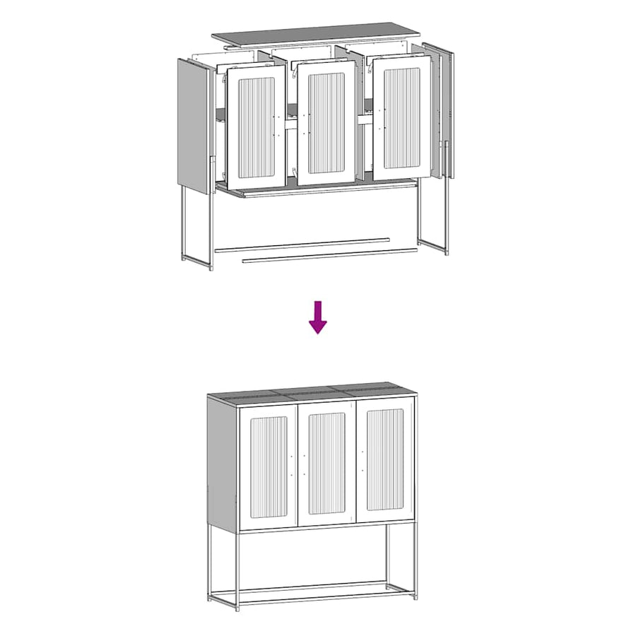 Dressoir 100,5x39x107 cm koudgewalst staal olijfgroen