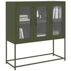 Dressoir 100,5x39x107 cm staal olijfgroen