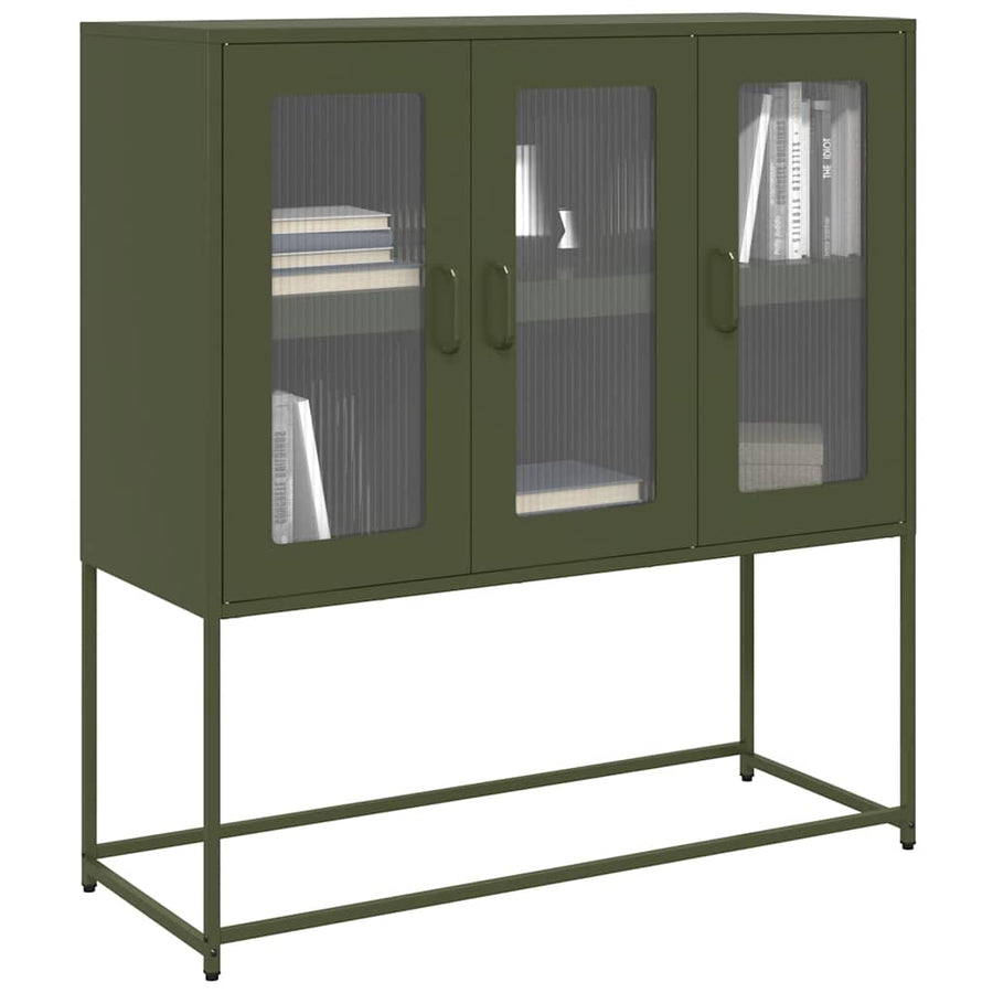 Dressoir 100,5x39x107 cm koudgewalst staal olijfgroen
