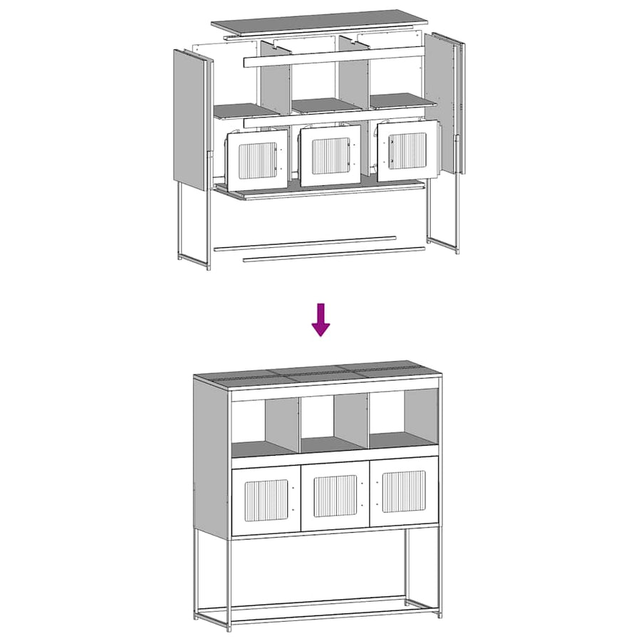 Dressoir 100,5x39x107 cm koudgewalst staal zwart