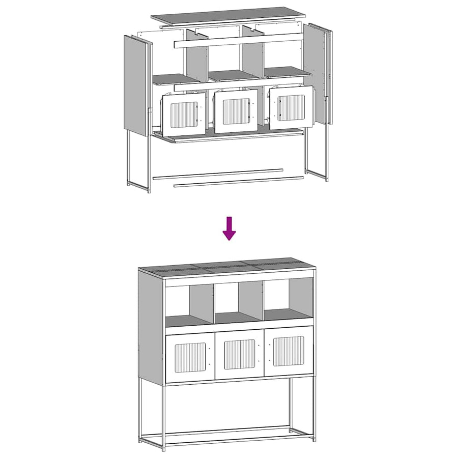 Dressoir 100,5x39x107 cm koudgewalst staal wit