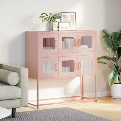 Dressoir 100,5x39x107 cm koudgewalst staal roze