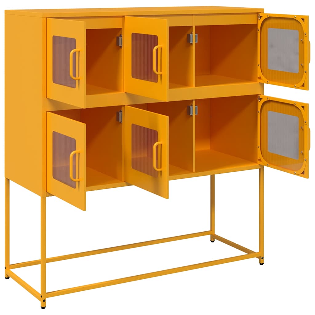 Dressoir 100,5x39x107 cm koudgewalst staal mosterdgeel