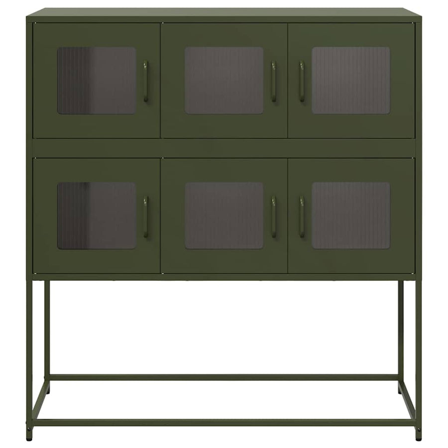 Dressoir 100,5x39x107 cm koudgewalst staal olijfgroen