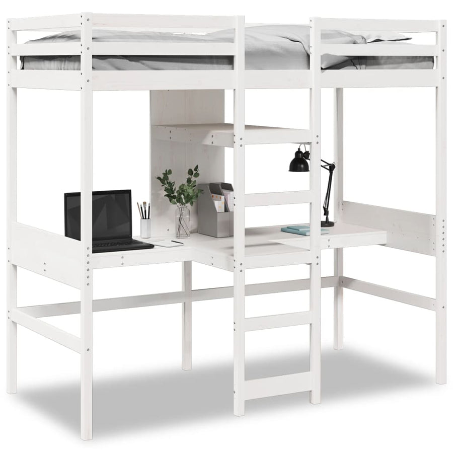 Hoogslaper zonder matras massief grenenhout wit 80x200 cm