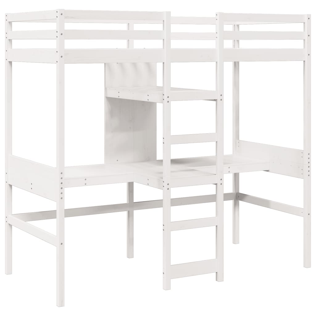 Hoogslaper zonder matras massief grenenhout wit 80x200 cm