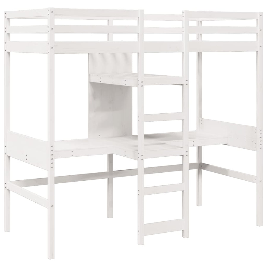 Hoogslaper zonder matras massief grenenhout wit 80x200 cm