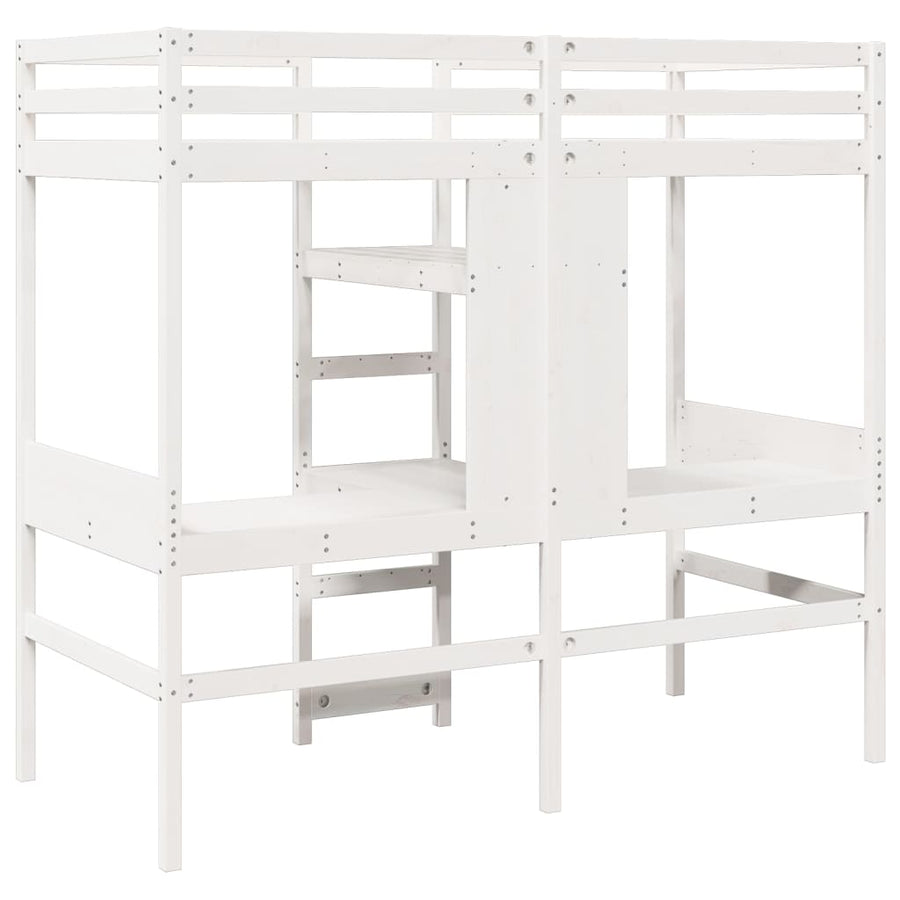 Hoogslaper zonder matras massief grenenhout wit 80x200 cm