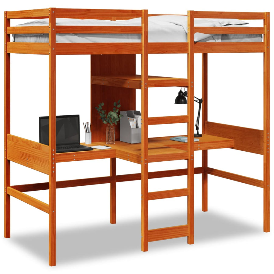 Hoogslaper zonder matras massief grenenhout wasbruin 80x200 cm