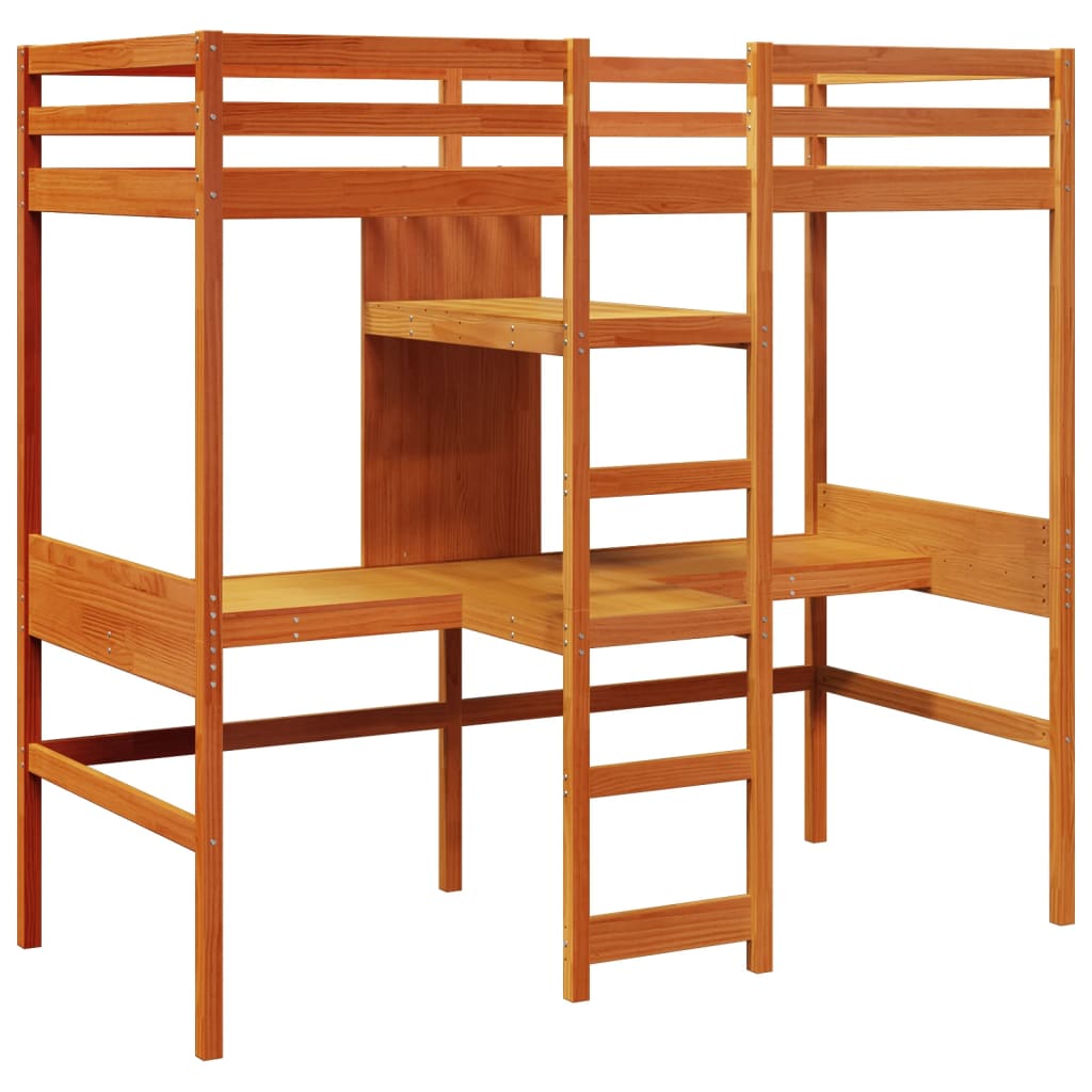 Hoogslaper zonder matras massief grenenhout wasbruin 80x200 cm
