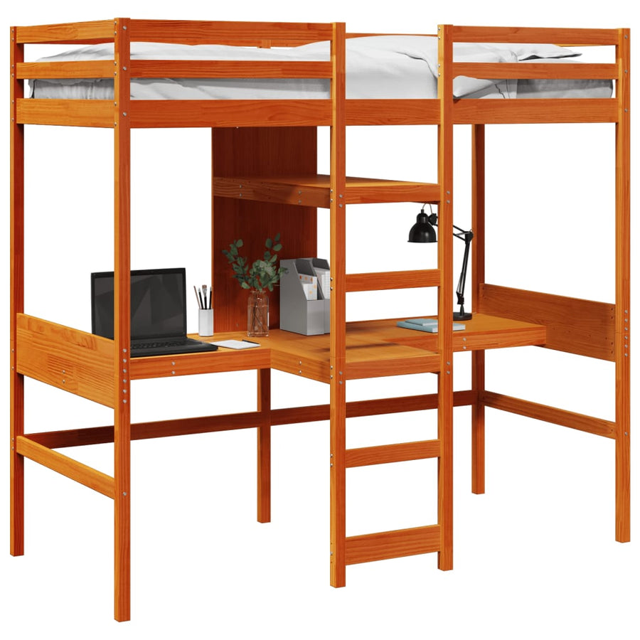 Hoogslaper zonder matras massief grenenhout wasbruin 80x200 cm