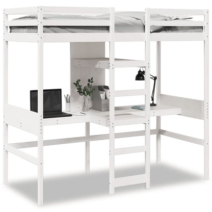 Hoogslaper zonder matras massief grenenhout wit 90x190 cm