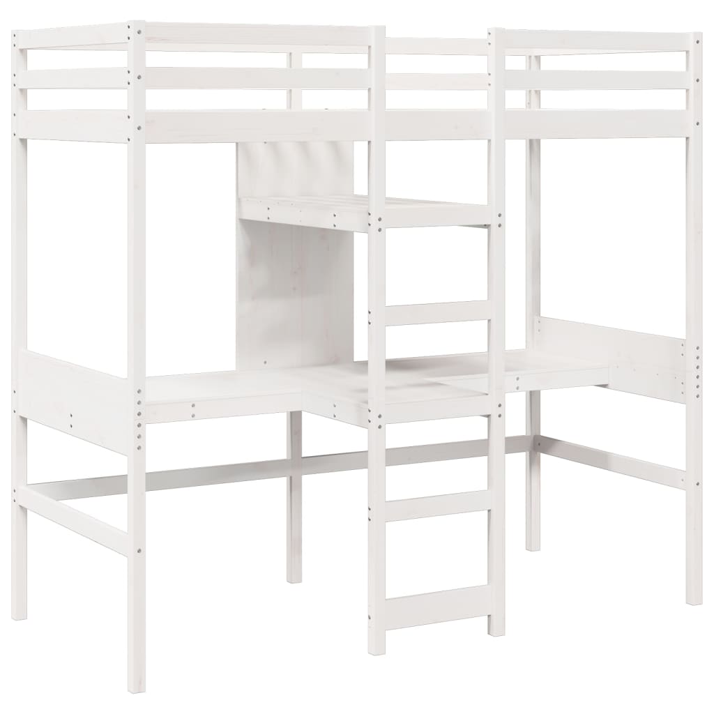 Hoogslaper zonder matras massief grenenhout wit 90x190 cm
