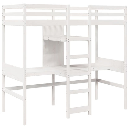 Hoogslaper zonder matras massief grenenhout wit 90x190 cm