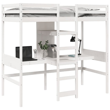 Hoogslaper zonder matras massief grenenhout wit 90x190 cm