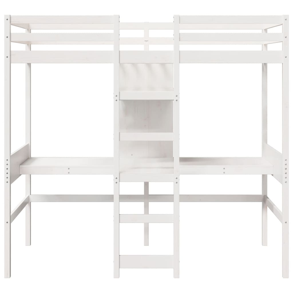 Hoogslaper zonder matras massief grenenhout wit 90x190 cm