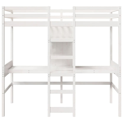 Hoogslaper zonder matras massief grenenhout wit 90x190 cm