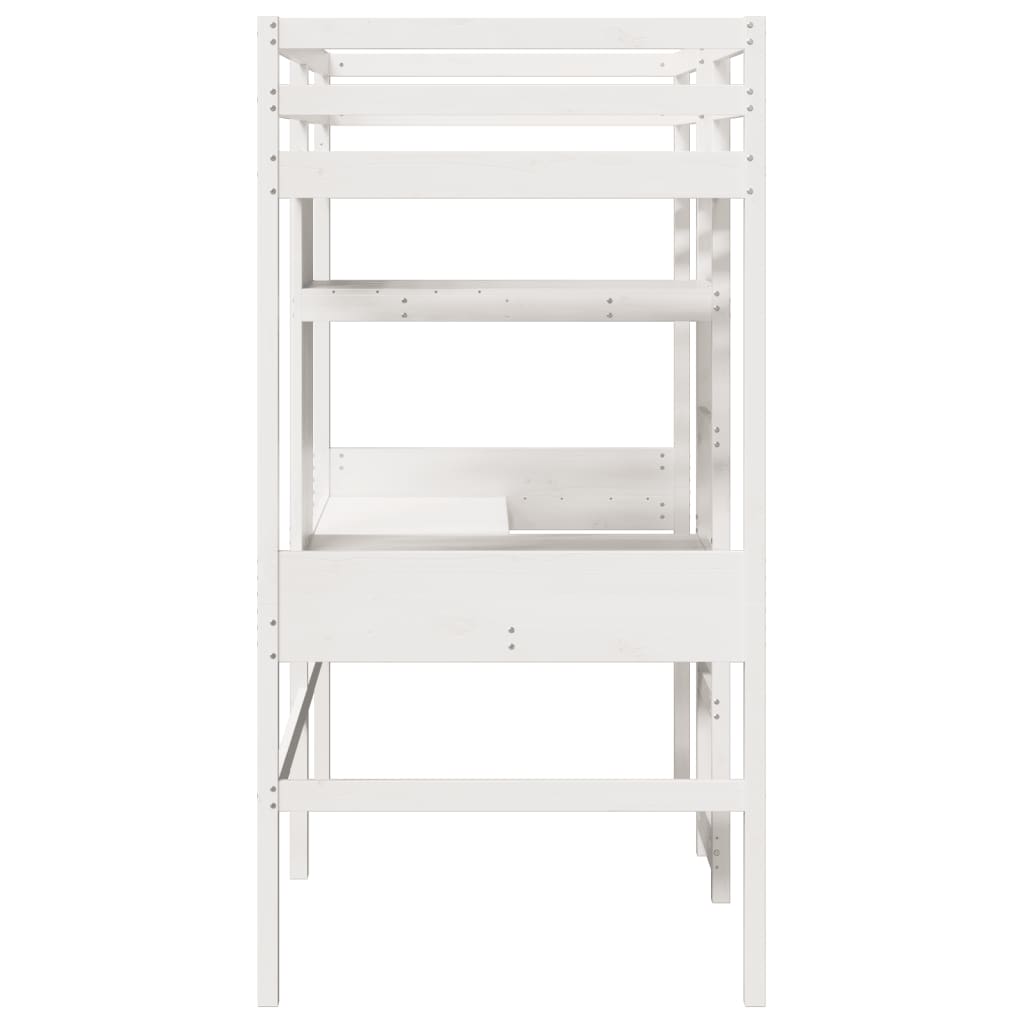 Hoogslaper zonder matras massief grenenhout wit 90x190 cm