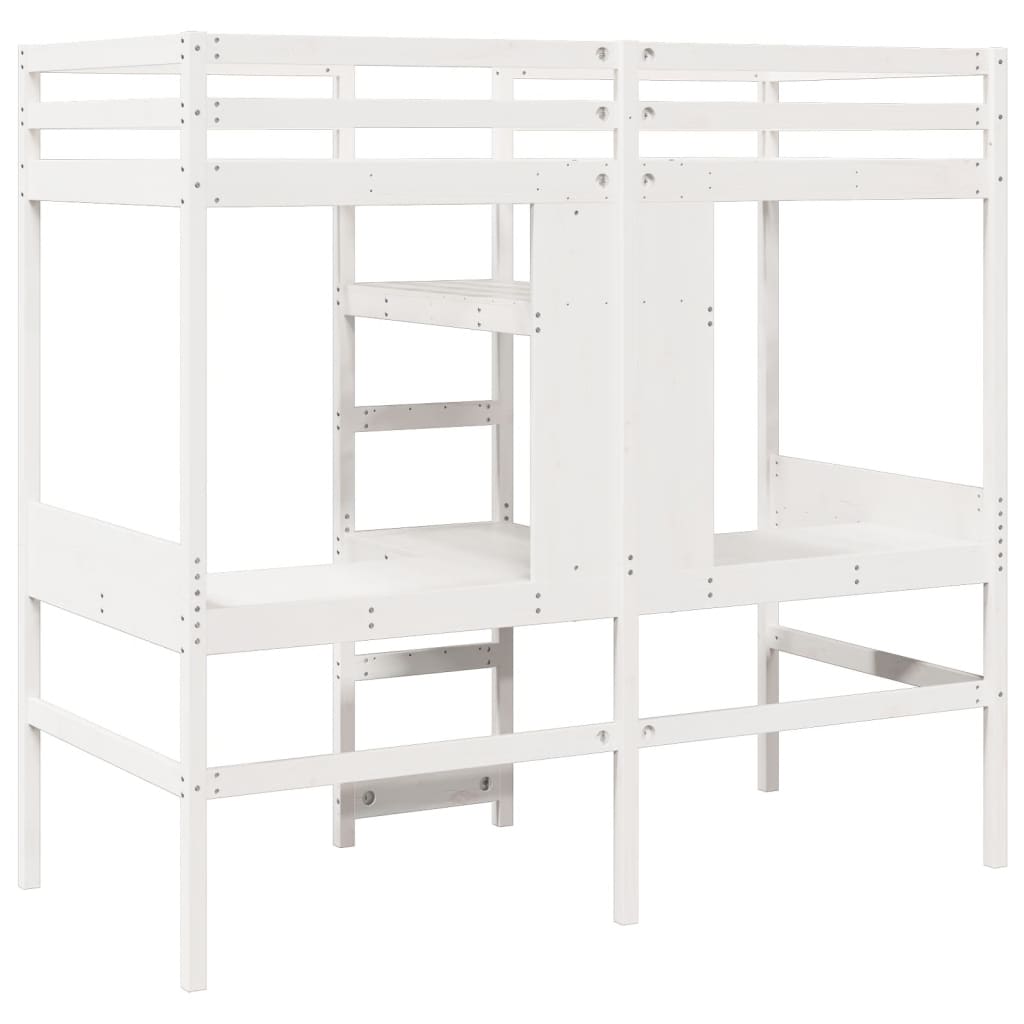 Hoogslaper zonder matras massief grenenhout wit 90x190 cm