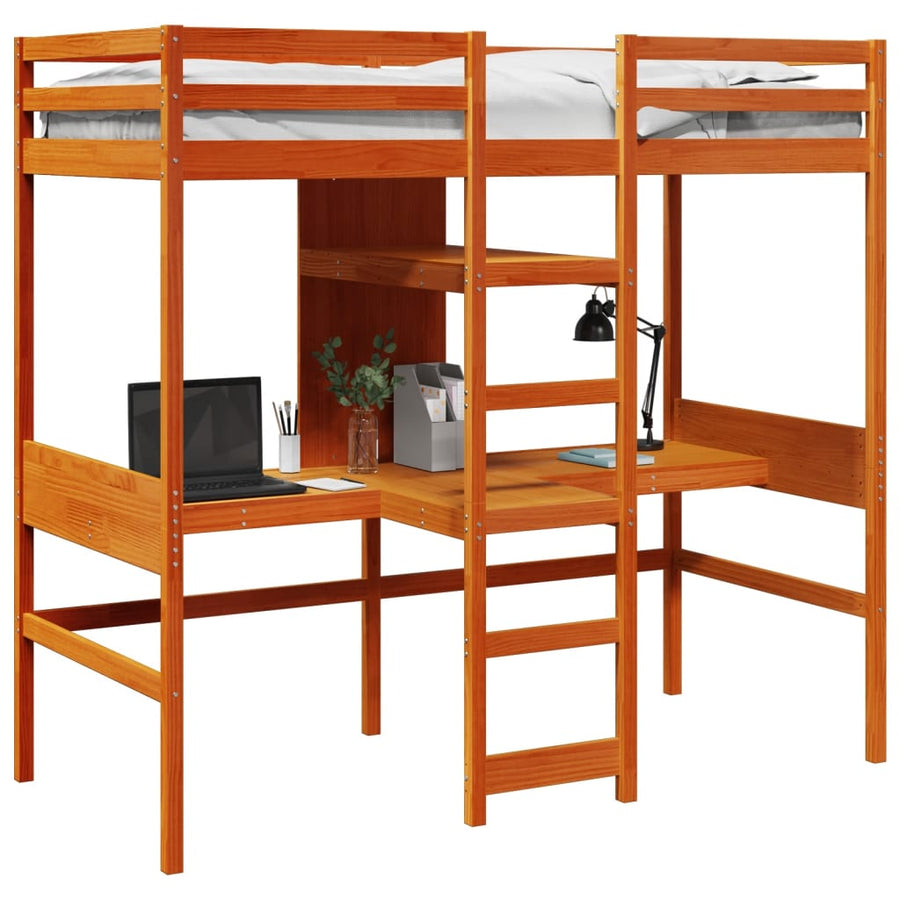 Hoogslaper zonder matras massief grenenhout wasbruin 90x190 cm