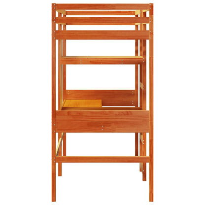 Hoogslaper zonder matras massief grenenhout wasbruin 90x190 cm