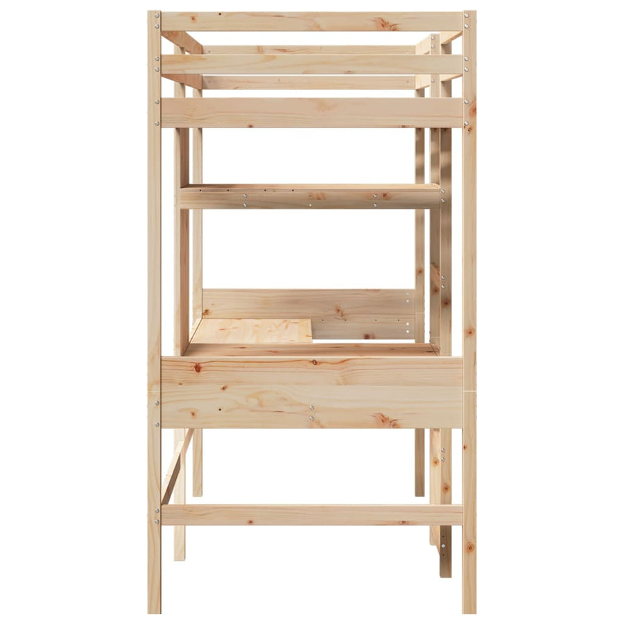 Hoogslaper zonder matras massief grenenhout 75x190 cm