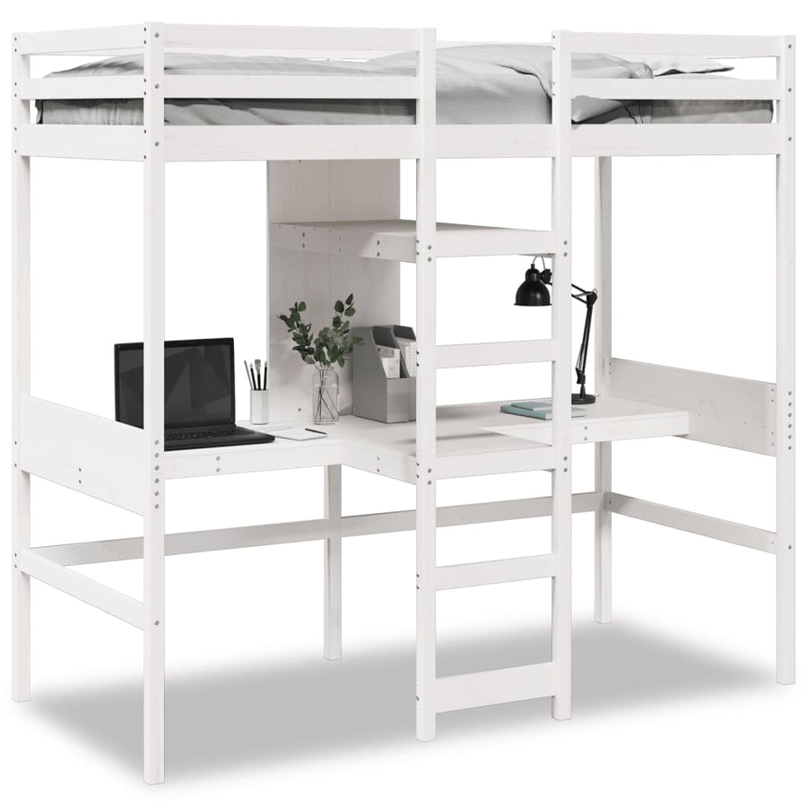 Hoogslaper zonder matras massief grenenhout wit 75x190 cm