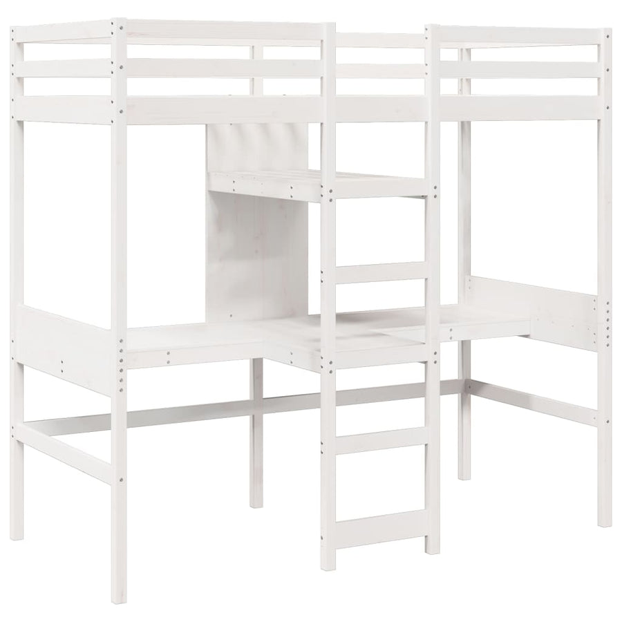 Hoogslaper zonder matras massief grenenhout wit 75x190 cm