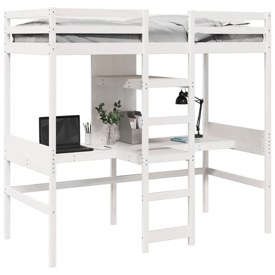Hoogslaper zonder matras massief grenenhout wit 75x190 cm