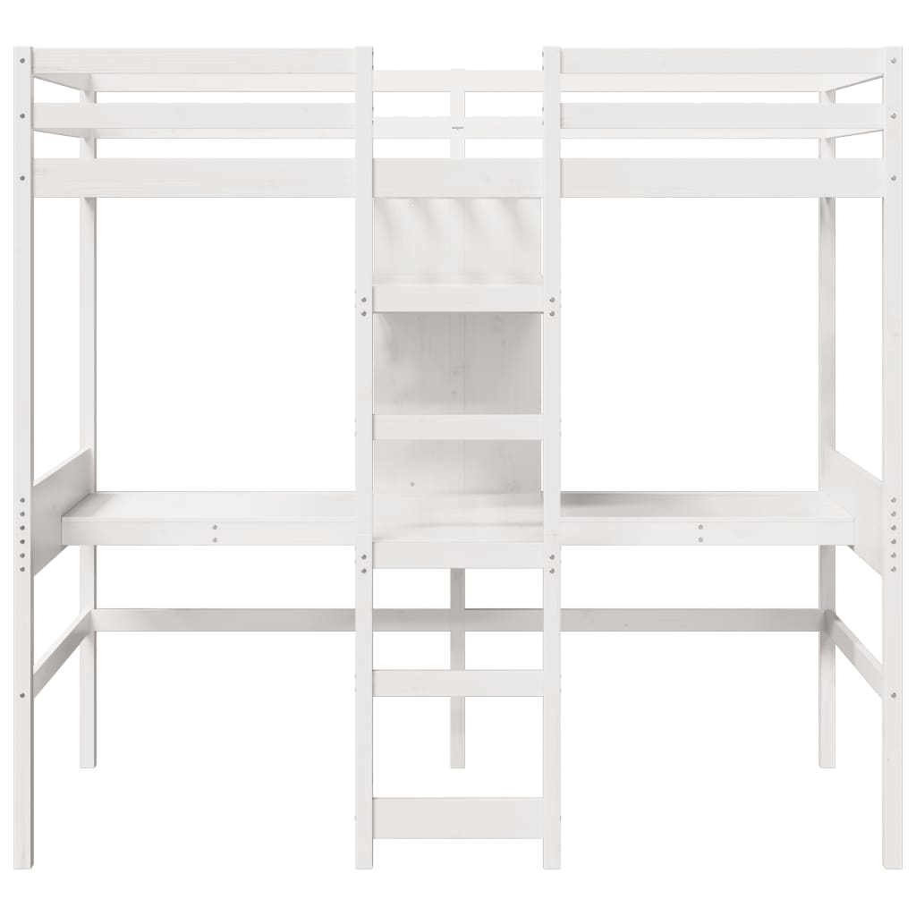 Hoogslaper zonder matras massief grenenhout wit 75x190 cm