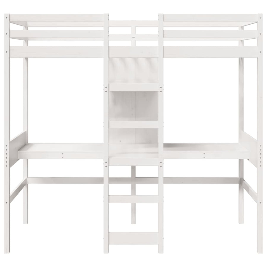 Hoogslaper zonder matras massief grenenhout wit 75x190 cm