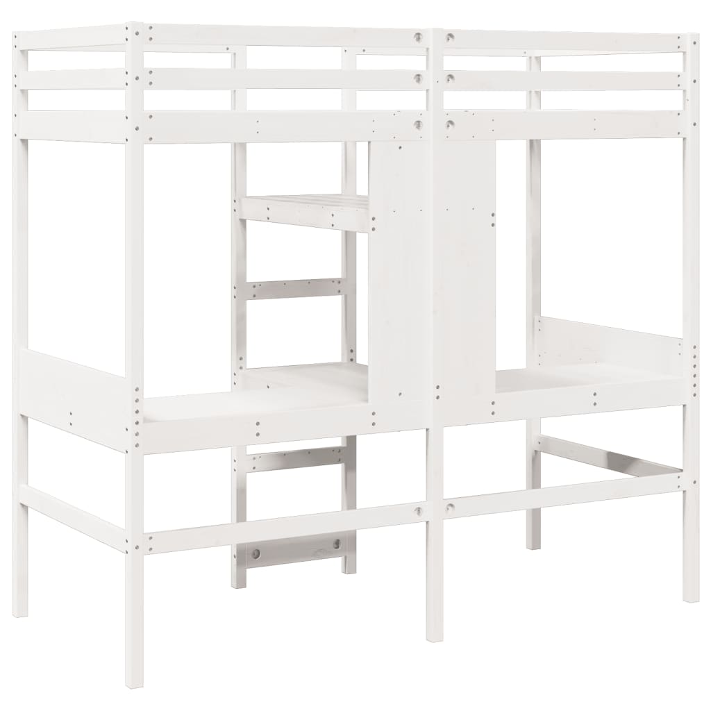 Hoogslaper zonder matras massief grenenhout wit 75x190 cm